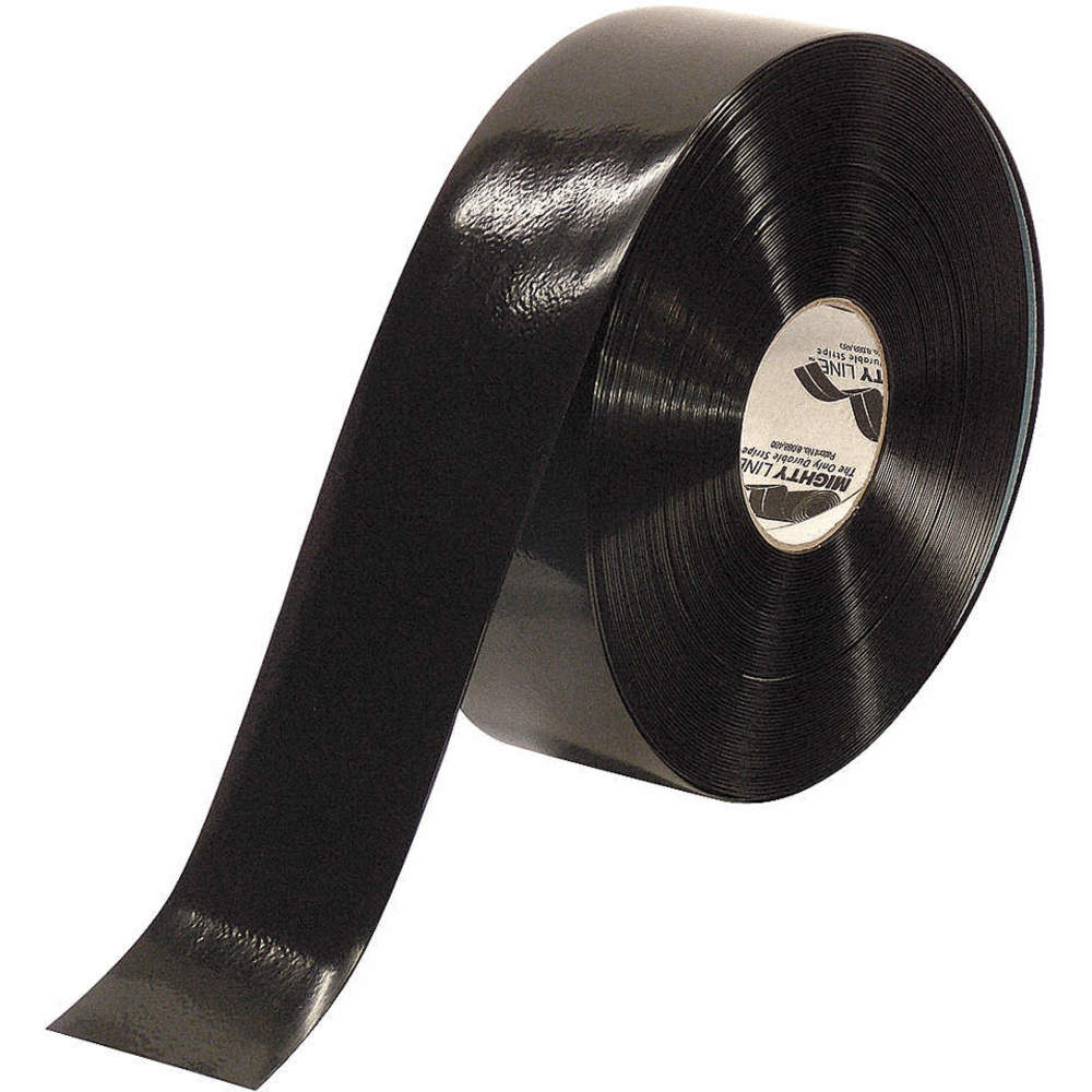 MIGHTY LINE 3RBLK Industrial Floor Tape, 3" Width, Black, 100 ft Long | AG9HUG 20PF83