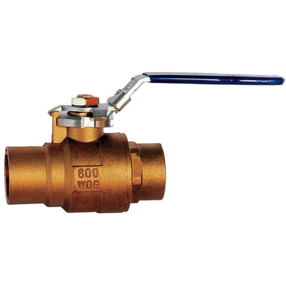 Manual Two-Way Ball Valve, 2 Inch, Brass, Straight, Sweat x Sweat, Full Port Ball Port