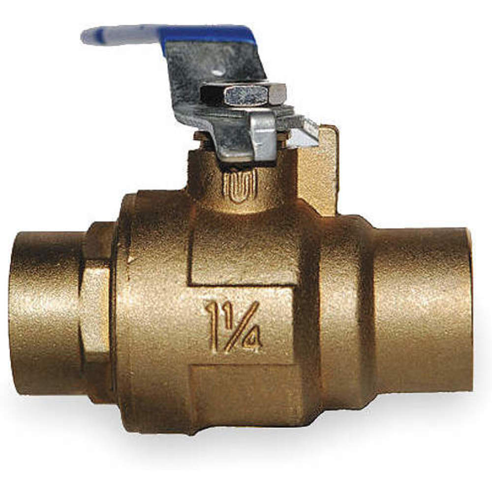 Manual Two-Way Ball Valve, 1 Inch, Brass, Straight, Sweat x Sweat, Full Port Ball Port