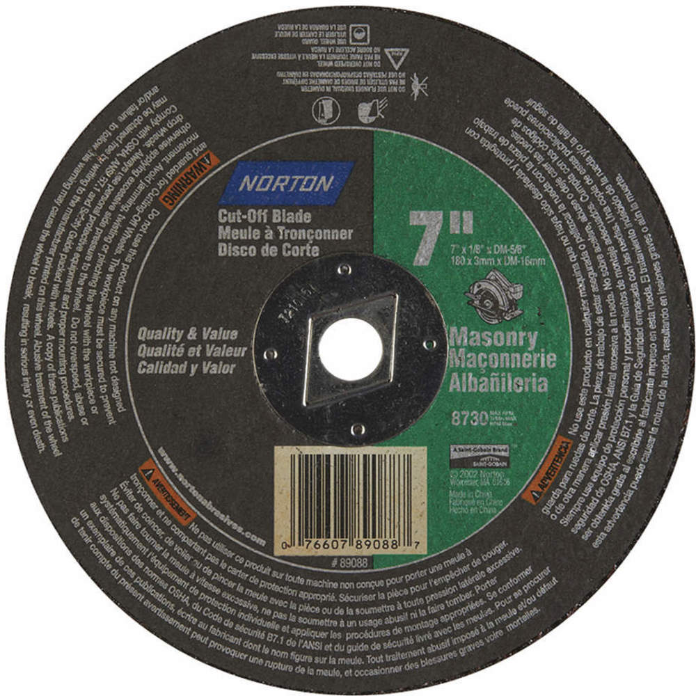 NORTON ABRASIVES 07660789088 CutOff Wheel Masonry 7 x1/8 x5/8 | AH2DXD 25TY84