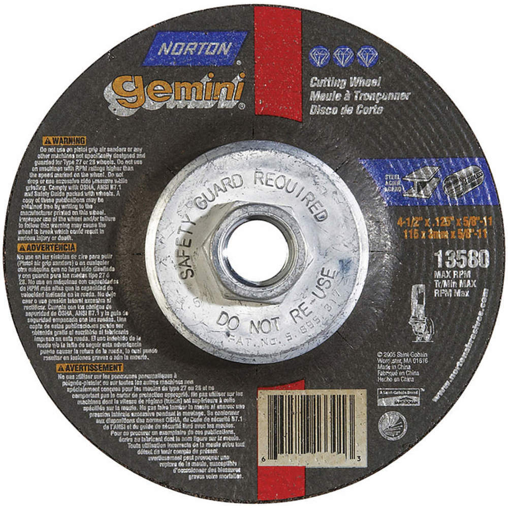 NORTON ABRASIVES 66252843588 Depressed Center Wheel 13580 Rpm | AF8FQN 25TZ83