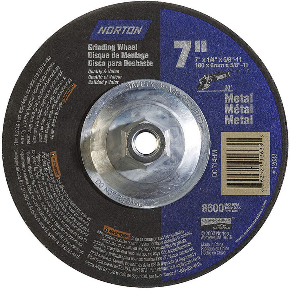 NORTON ABRASIVES 66252912633 Depressed Center Wheel T27 7 x 1/4 x 5/8-11 | AF8FPG 25TY71