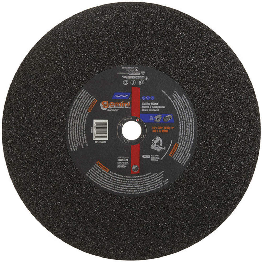 NORTON ABRASIVES 66253313588 CutOff Wheel Gemini 14 x7/64 x1 4365rpm | AH2DZV 25UA11