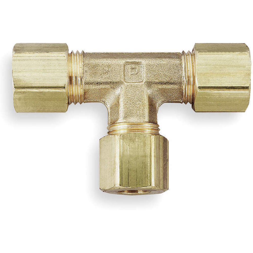 PARKER 164C-4 Tee, 1/4 Inch Outside Diameter, Brass | AC2YLD 2P222