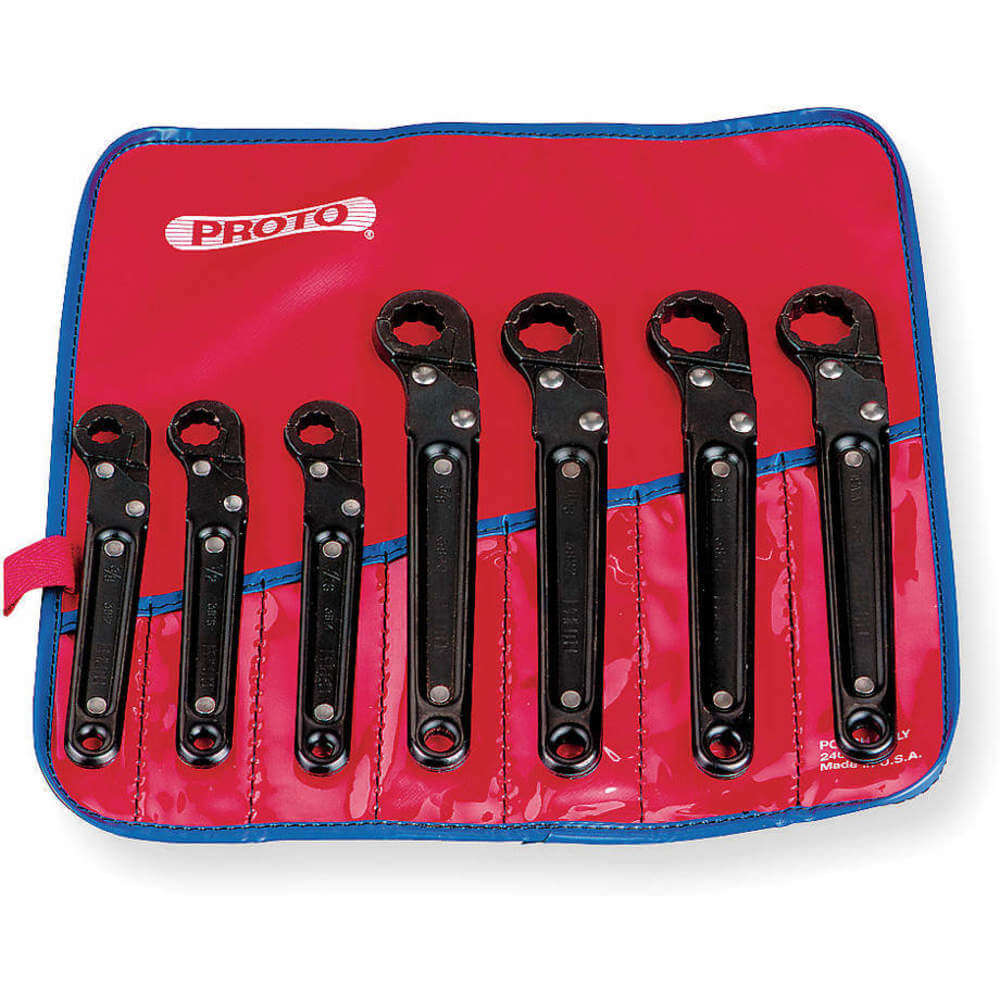 Ratchet Flare Nut Wrench Set 3/8-3/4 7pc