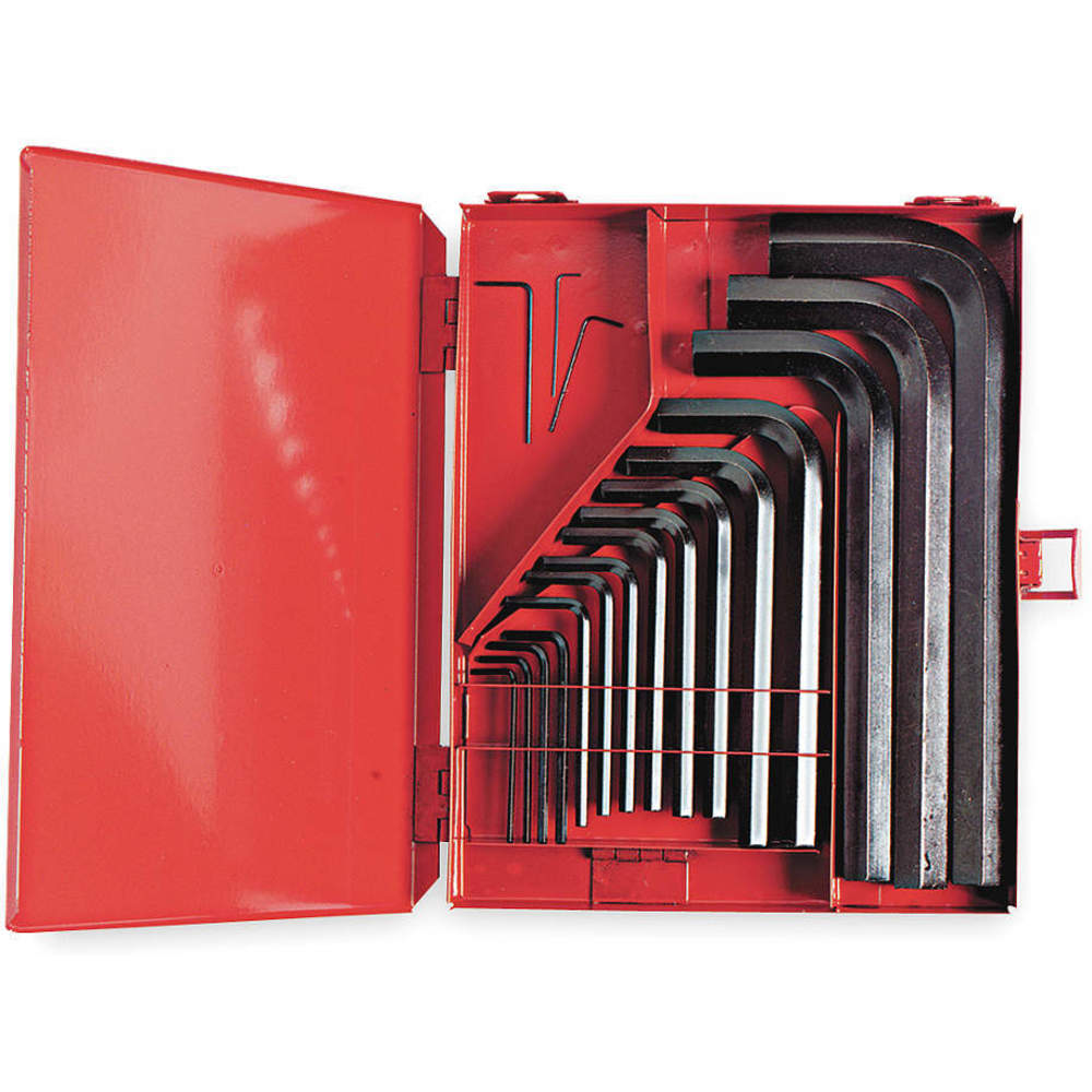 Hex Key Set, Black Oxide Finish, Short Arm Type, L-Shaped Handle - 18 Pc