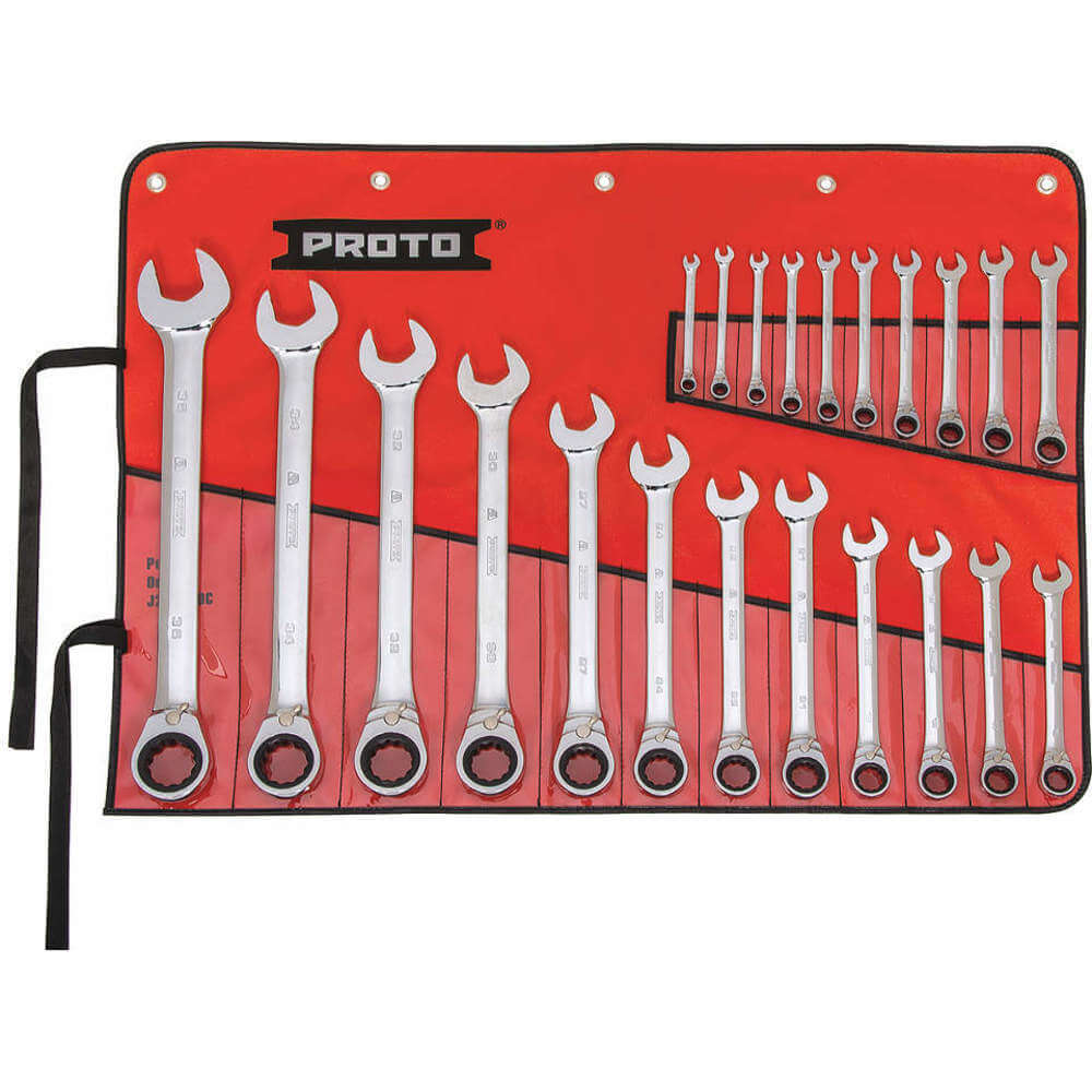Ratcheting Wrench Set Metric 12 Point 22 Pc