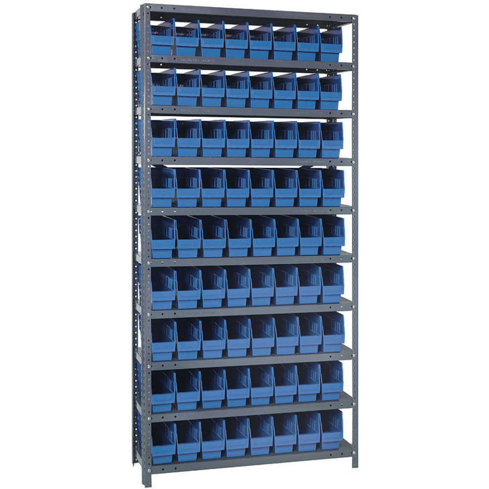 QUANTUM STORAGE SYSTEMS 1275-201BL Bin Shelving Solid 36 x 12 72 Bins Blue | AA2EEX 10E969