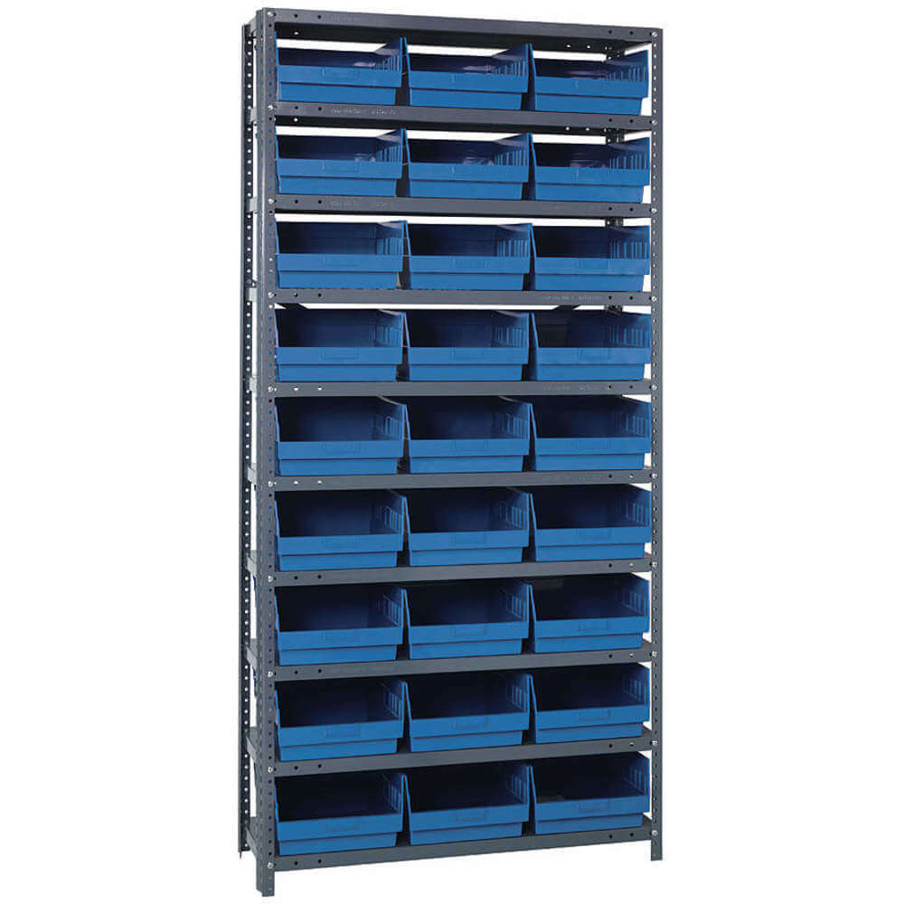 QUANTUM STORAGE SYSTEMS 1275-209BL Bin Shelving Solid 36 x 12 27 Bins Blue | AA2EFA 10E972