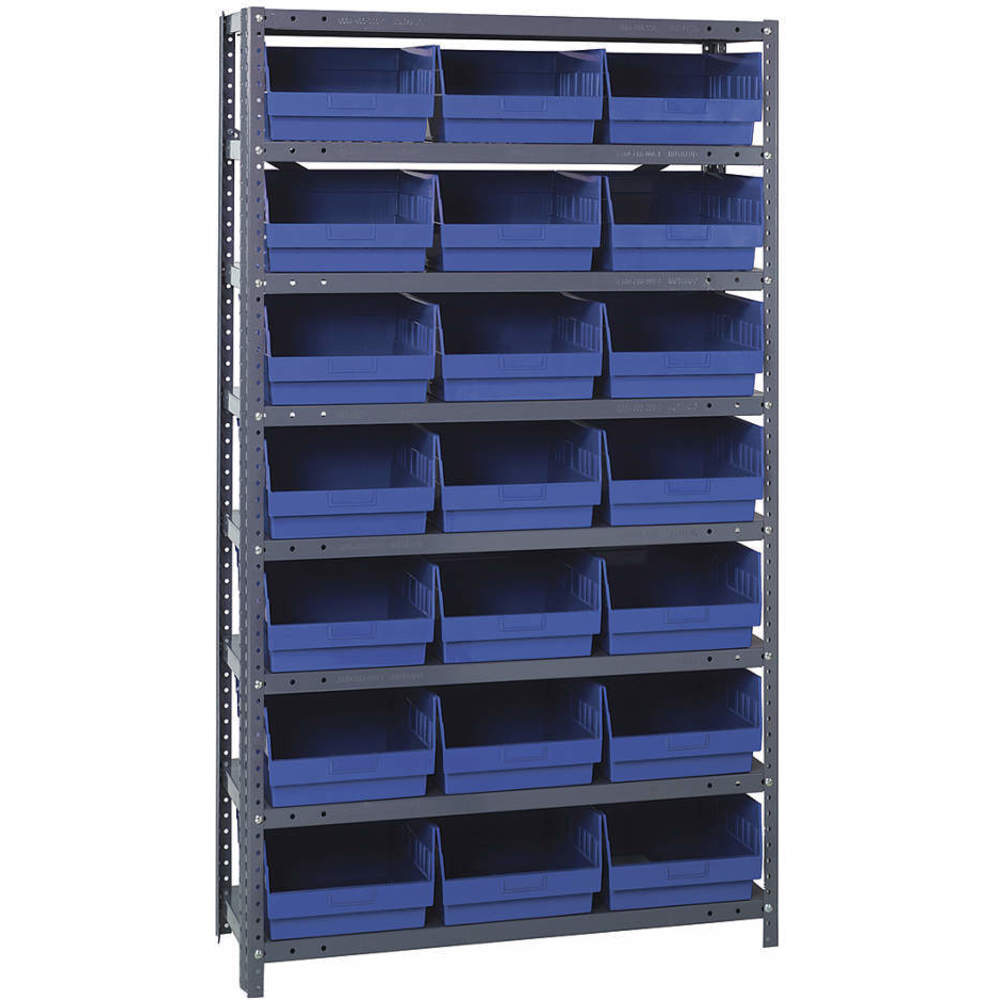 QUANTUM STORAGE SYSTEMS 1275-809BL Bin Shelving Solid 36 x 12 21 Bins Blue | AC6HNV 33Z245