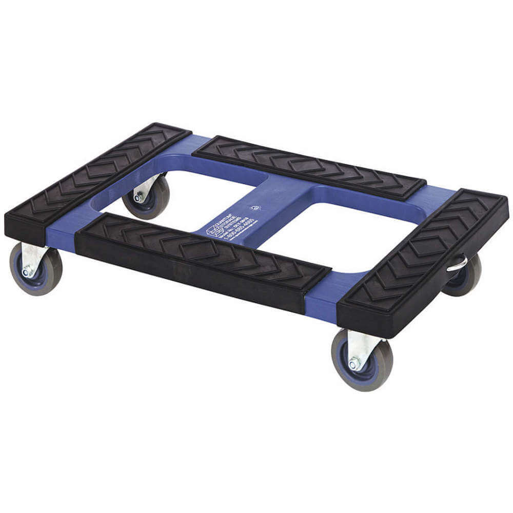 Open-Deck Plastic General Purpose Dolly, 1000 lb Load Capacity, Swivel