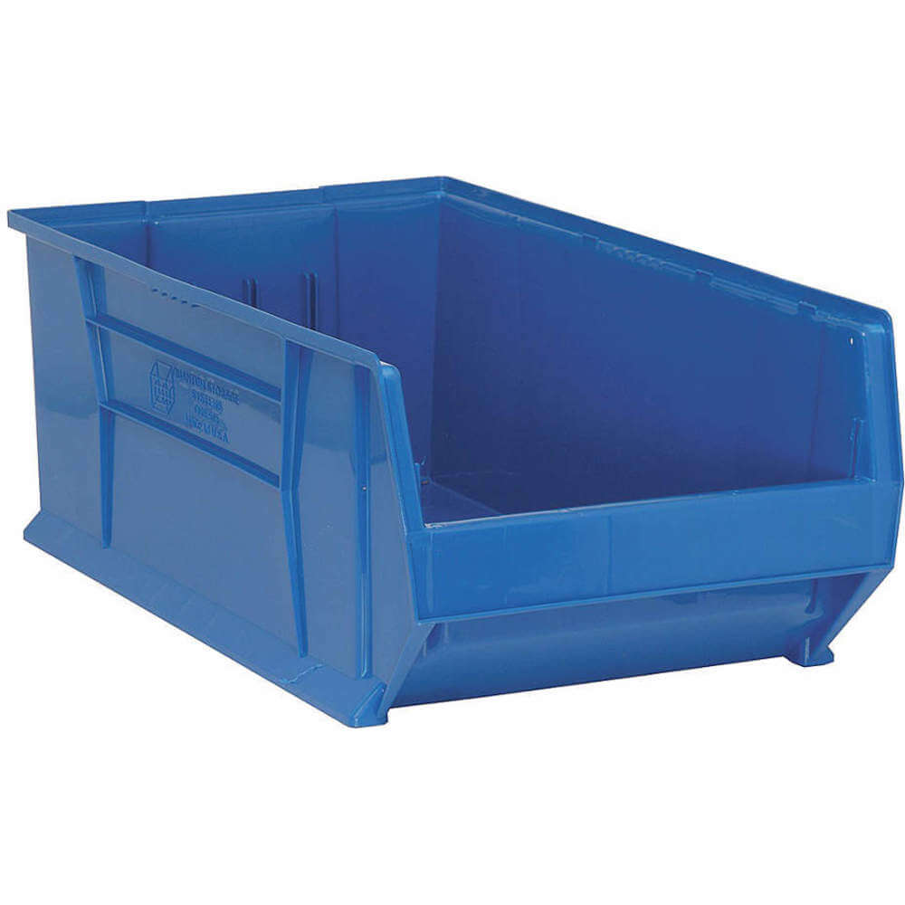 Bin, 29 7/8 Inch Overall Length, 18 1/4 x 12 Inch Size, Blue, Stackable