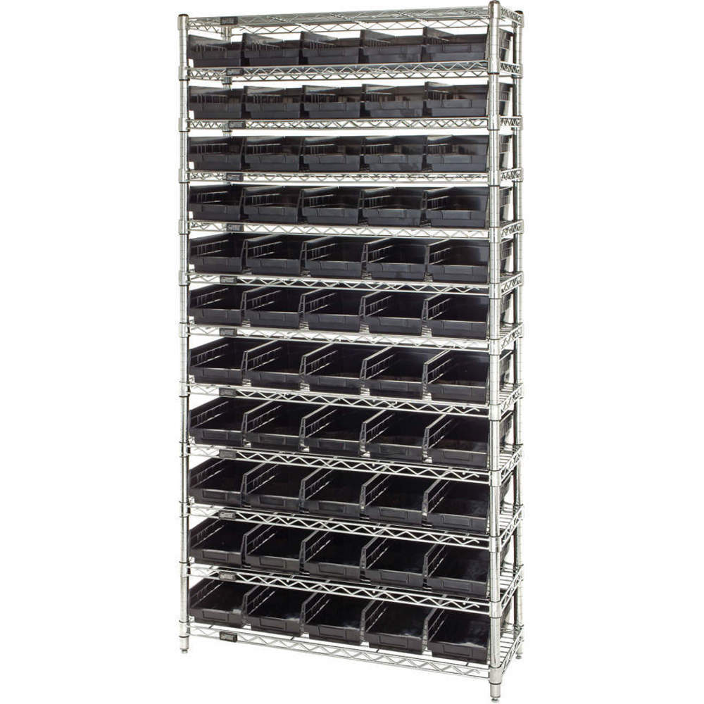 QUANTUM STORAGE SYSTEMS WR12-102BK Bin Shelving Wire 36 x 12 55 Bins Black | AC6HKB 33Z158