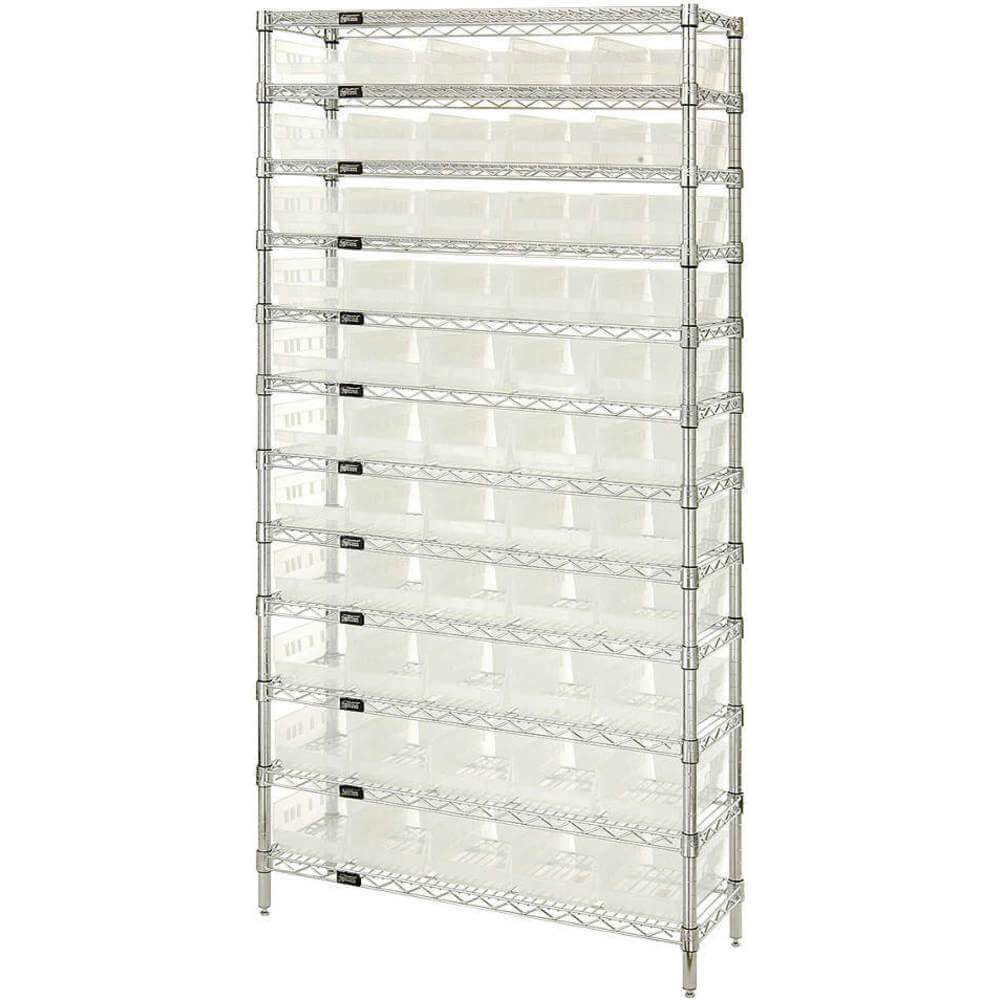 QUANTUM STORAGE SYSTEMS WR12-106CL Bin Shelving Wire 36 x 24 55 Bins Clear | AE8MWD 6ECG6