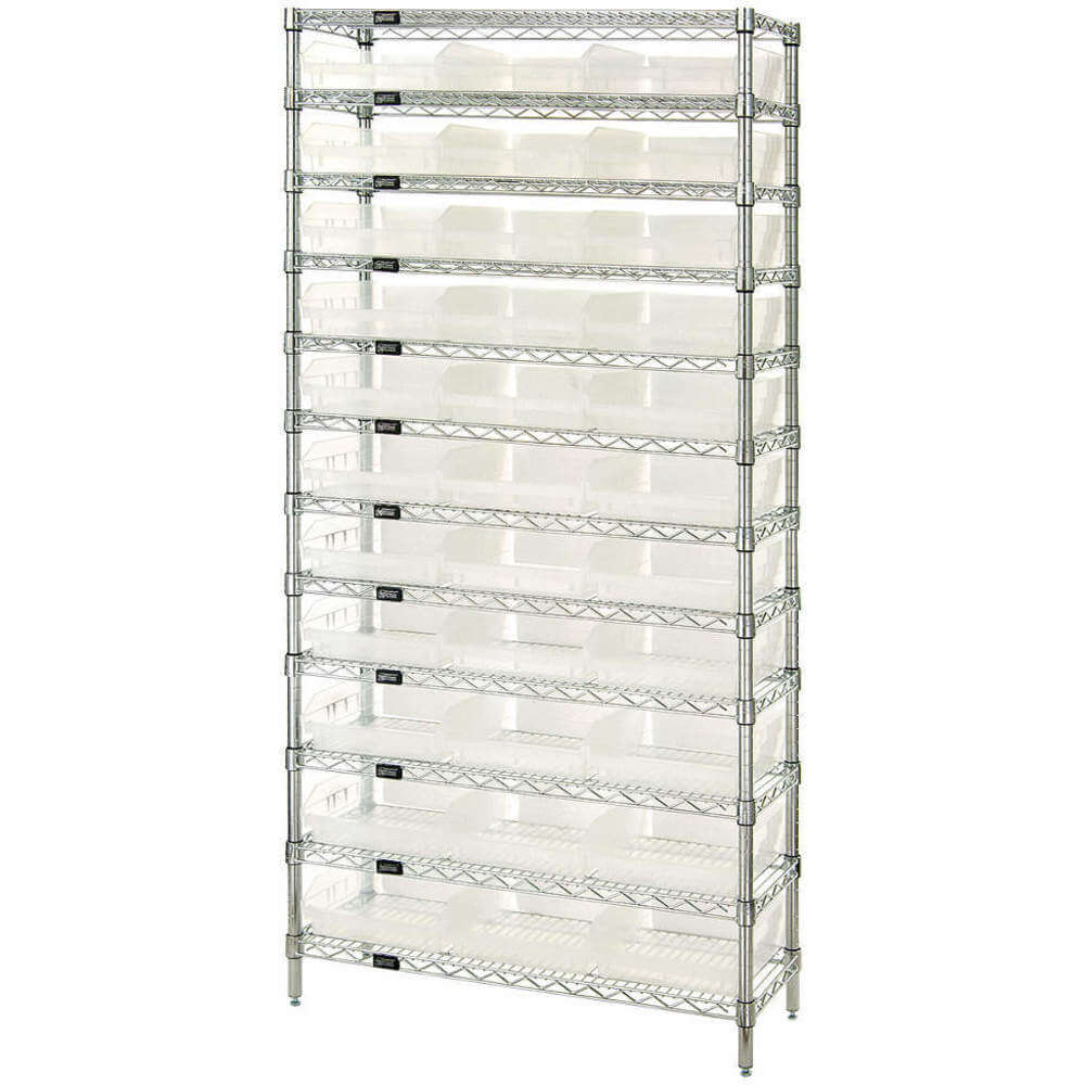 QUANTUM STORAGE SYSTEMS WR12-116CL Bin Shelving Wire 36 x 24 33 Bins Clear | AE8MWF 6ECG8