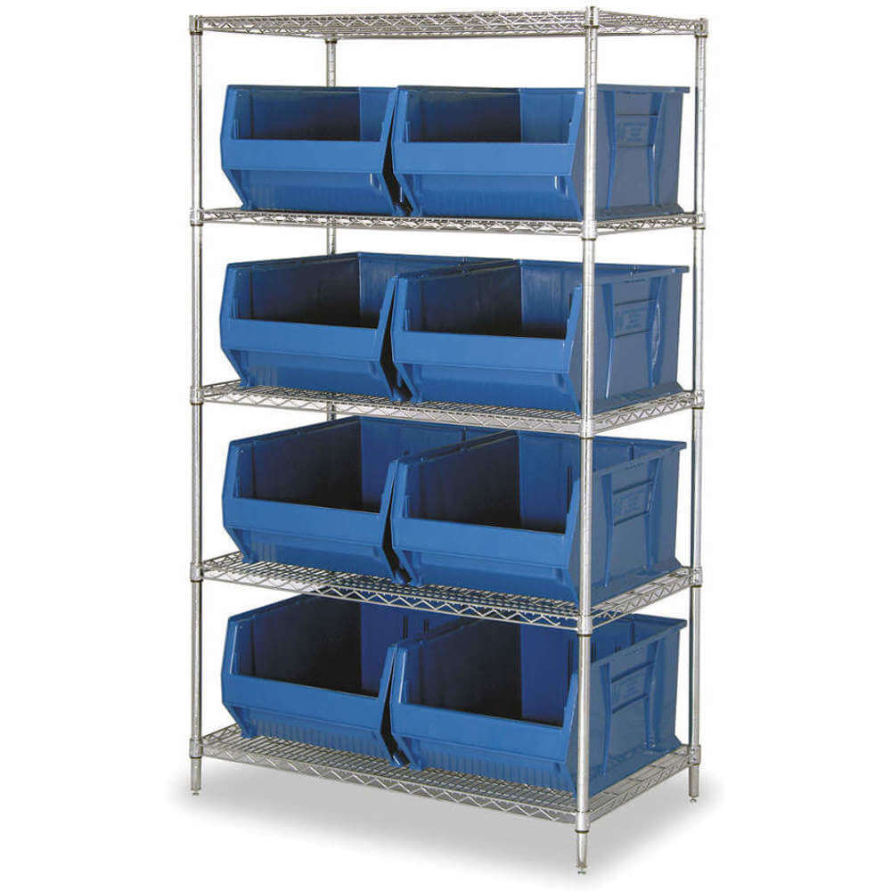QUANTUM STORAGE SYSTEMS WR5-975BL Bin Shelving Wire 42 x 30 8 Bins Blue | AB3QJX 1UVT6