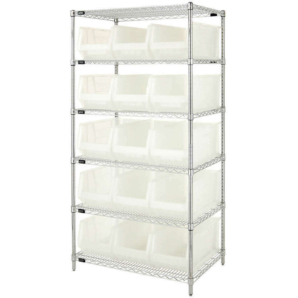 QUANTUM STORAGE SYSTEMS WR6-953CL Bin Shelving Wire 36 x 24 15 Bins Clear | AE8XBB 6GAR1