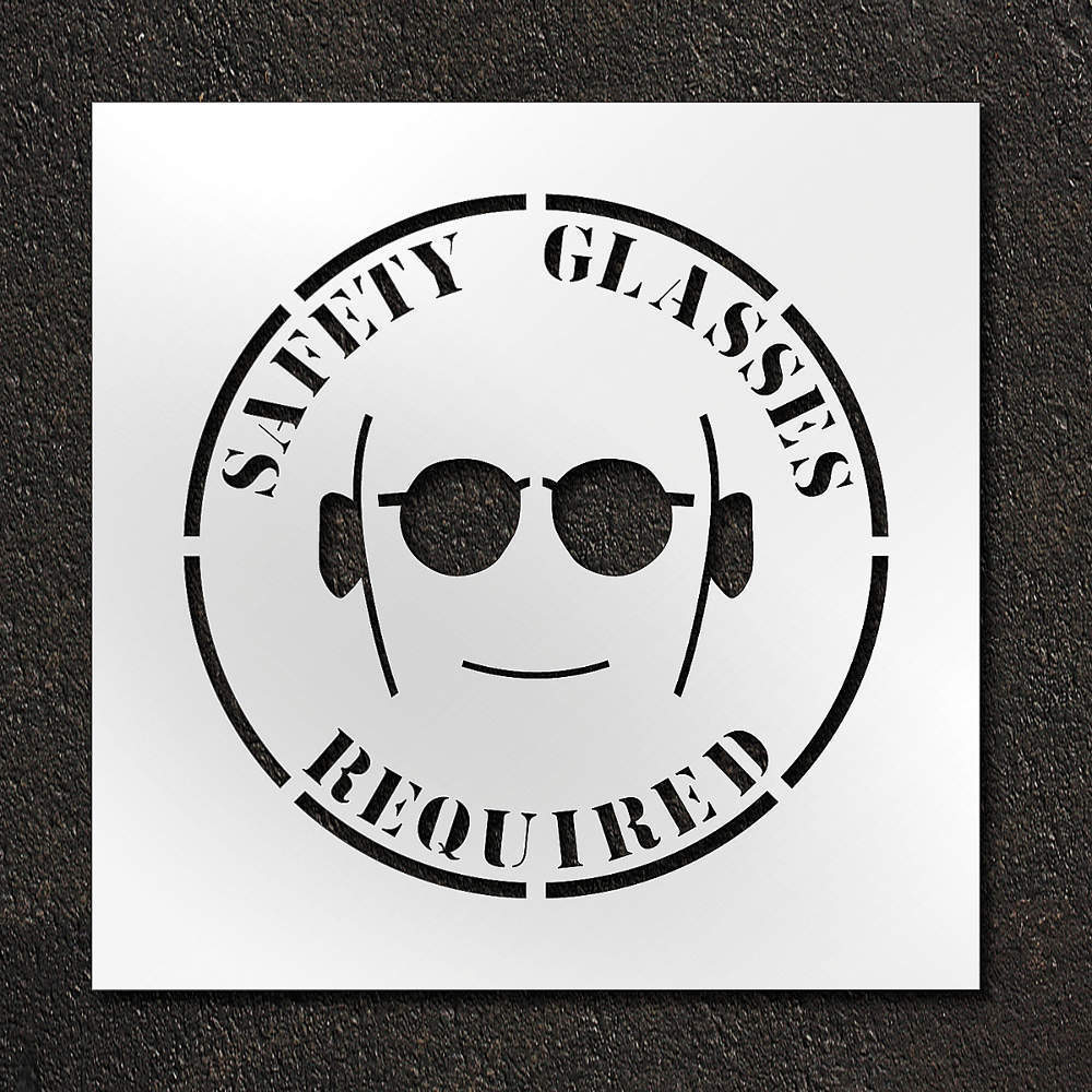 RAE STL-116-12410 Stencil Safety Glasses Required 24 Inch | AH2JUB 29EN47