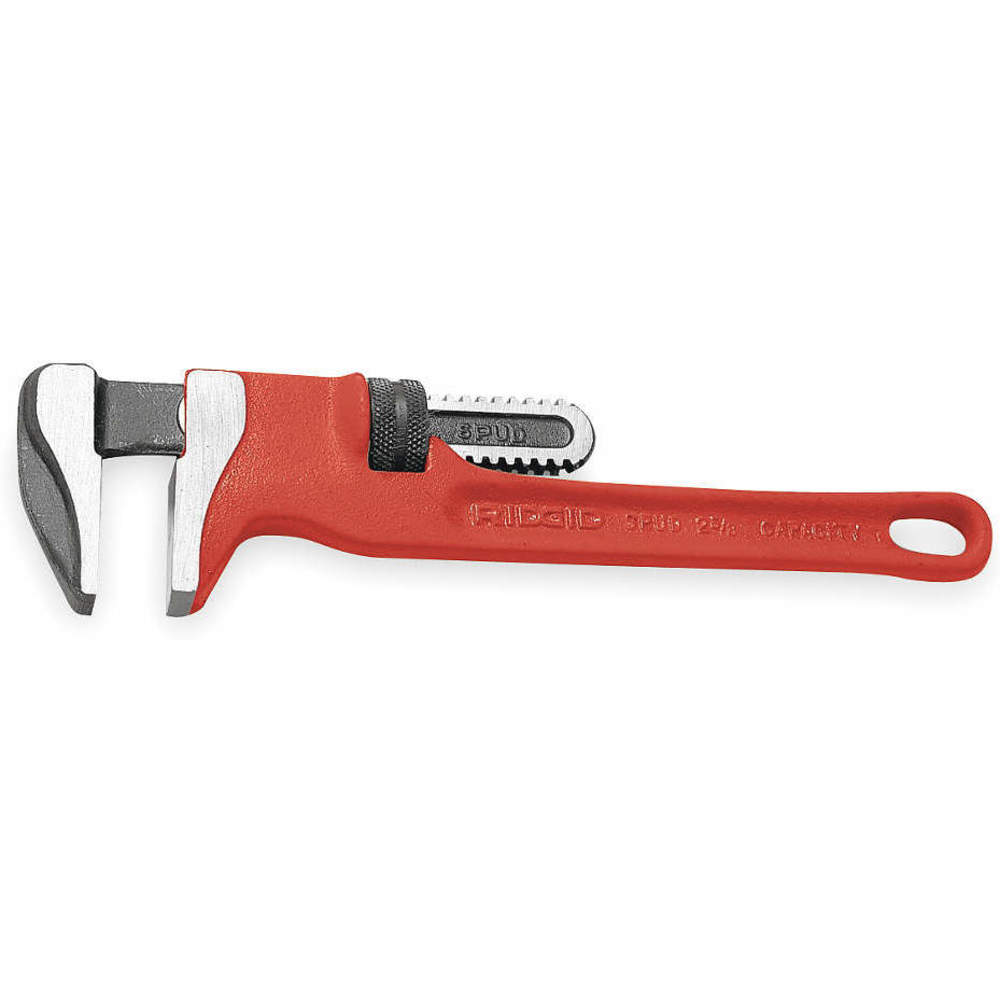 Straight Spud Pipe Wrench, Smooth Toothless Jaw, 12 Inch Length