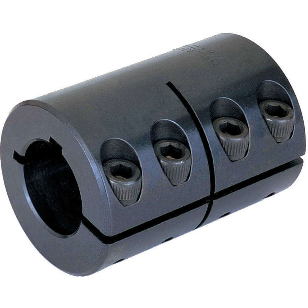 20mm x 20mm Rigid Coupling, Black Oxide Steel, One-Piece Clamp Style with Keyway, 42mm OD, 65mm Lg.