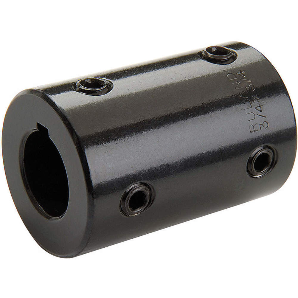 3/4 x 3/4 Inch Rigid Coupling, Black Oxide Steel, Set Screw Style with Keyway, 1 1/2 Inch OD, 2 1/4 Inch Lg.