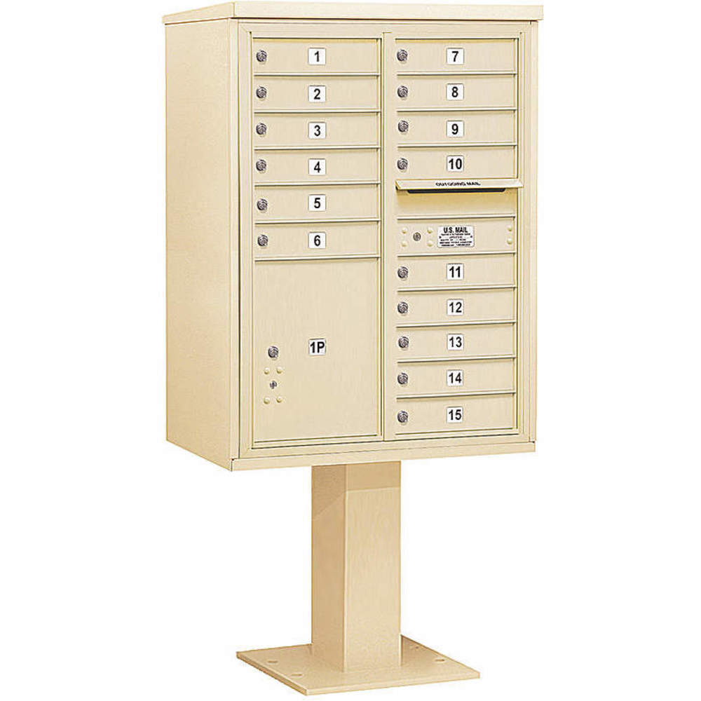 Pedestal Mailbox 16 Doors Sand 69-1/8 Inch