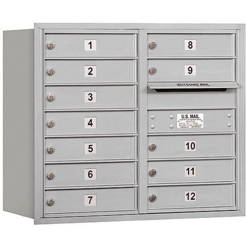 SALSBURY INDUSTRIES 3707D-12ARU Horizontal Mailbox Usps 12 Doors Aluminium Rl 27 Inch | AG3JYA 33LK27