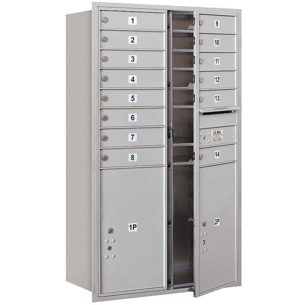 Horizontal Mailbox Usps 16 Doors Aluminium Fl 51-1/2 Inch