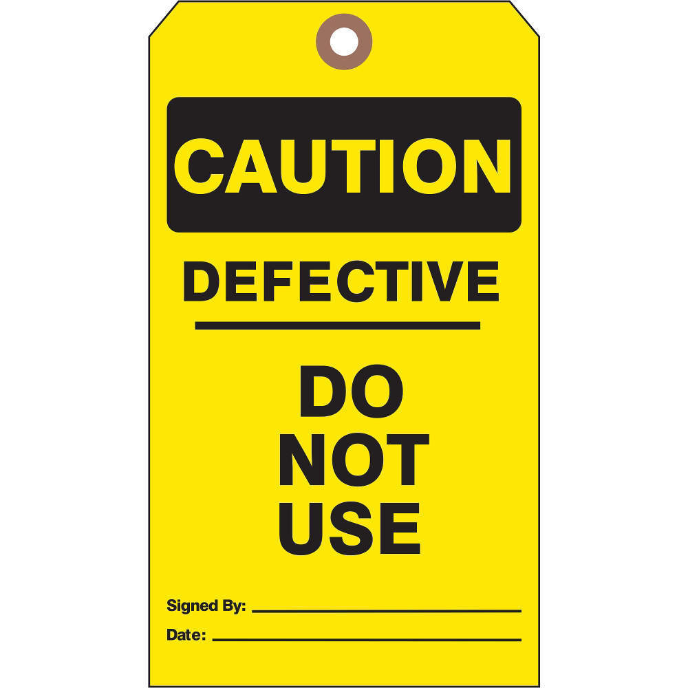 SEE ALL INDUSTRIES CTUF-G12 Caution Tag 7 x 4 Inch Black/yellow Cardstock - Pack Of 25 | AD2ZXQ 3XCA3