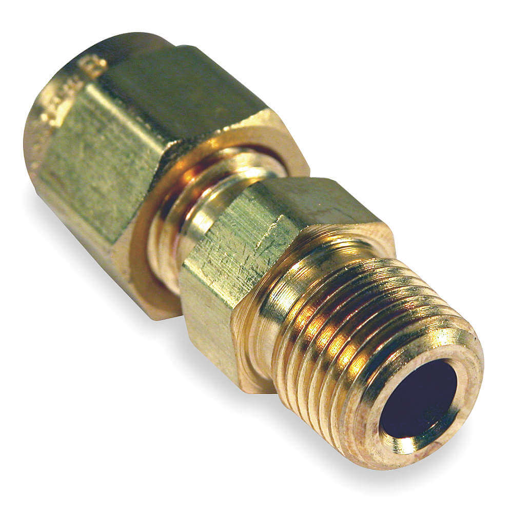 Compression Fitting, 1/8 Inch MNPT, 3/16 Inch OD Sheath Sensor Type, Brass Fitting