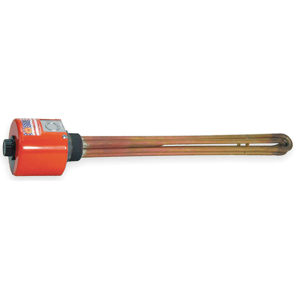 Screw Plug Immersion Heater, 480 VAC, 7500 W, 2 in NPT, 65 sq in, Brass, 22-9/16 in Lg