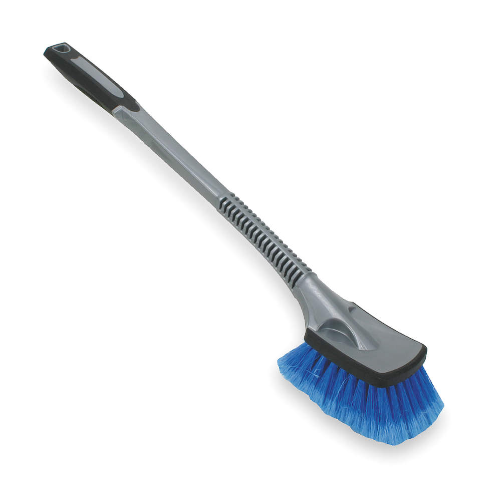Car Wash Brush, Handheld Brush, 2 in Bristle Lg, 2 3/4 in Brush Head Wd, Soft, Blue, Gray, Polypropylene, TPR Overmold