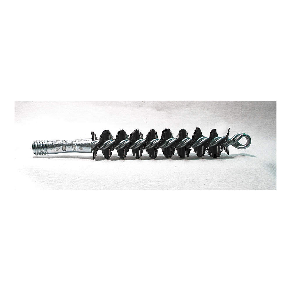 Flue Brush, Single Spiral/Double Stem, Tempered Wire, 4 1/2 in Brush Lg, 1 in Brush Dia.
