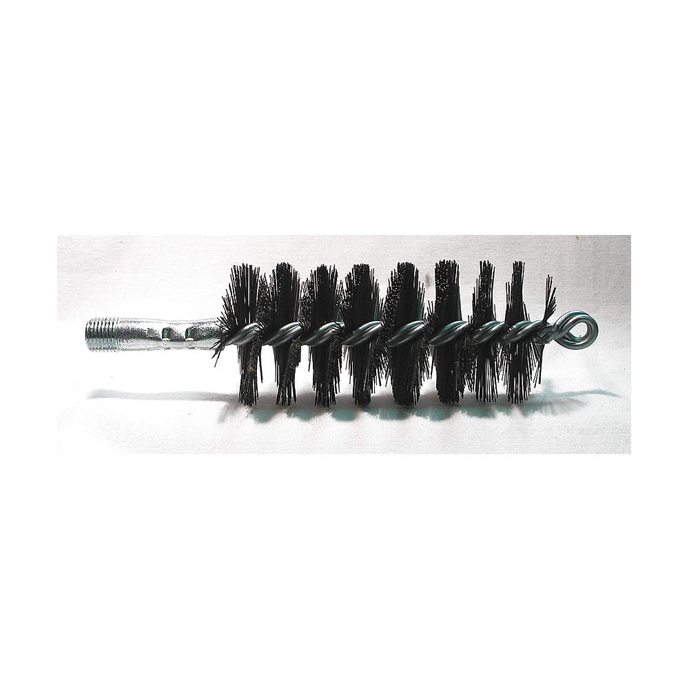 Flue Brush, Single Spiral/Double Stem, Tempered Wire, 4 1/2 in Brush Lg, 2 in Brush Dia.