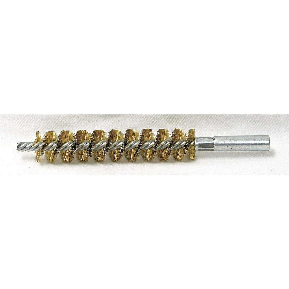 Condenser Tube Brush, Single Spiral/Double Stem, Brass, 4 in Brush Lg, 3/4 in Brush Dia.