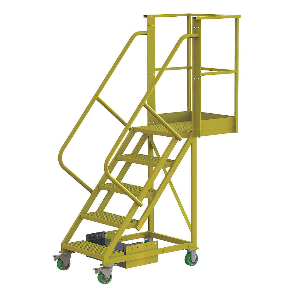 Rolling Ladder Unassembled Handrail Platform 50 inch Height