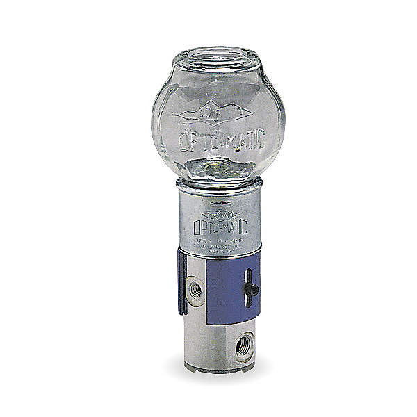 Constant Level Oiler, 4 oz. Capacity, 2-11/16 Inch Size, Zinc Plated, Glass Reservoir