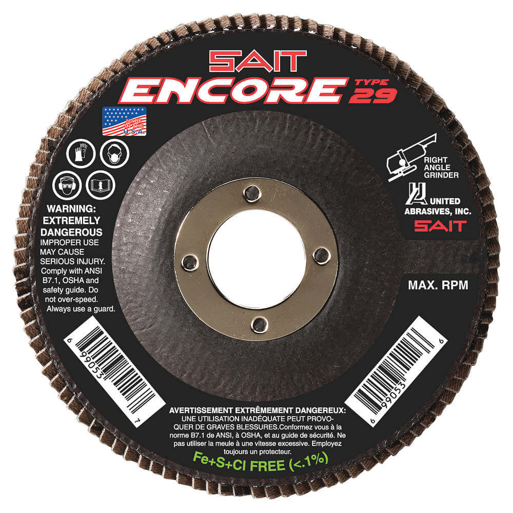 UNITED ABRASIVES-SAIT 79105 Flap Disc 4-1/2 Inch 36 Grit 13300 rpm | AH4RRR 35KH72