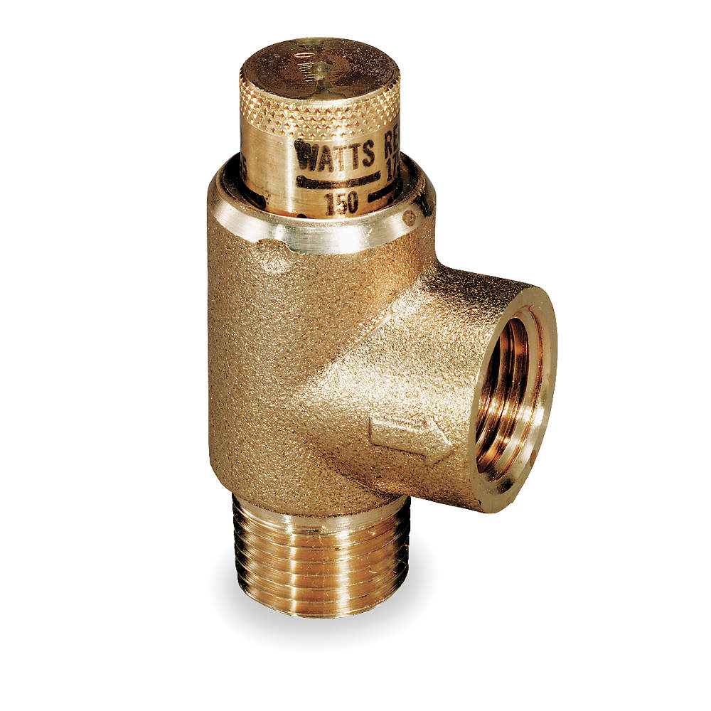 Calibrated Adjustable Relief Valve, MNPT x FNPT, 3/4 x 1/2 in, Brass, 0 to 180 Deg F