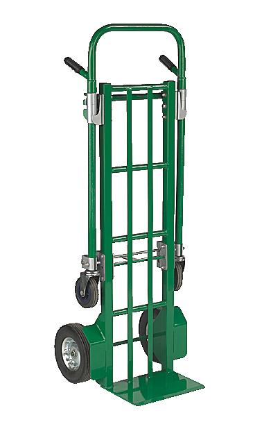 Economical Hand Truck, Two In One, 10 Inch Solid Rubber, 80 lbs Capacity