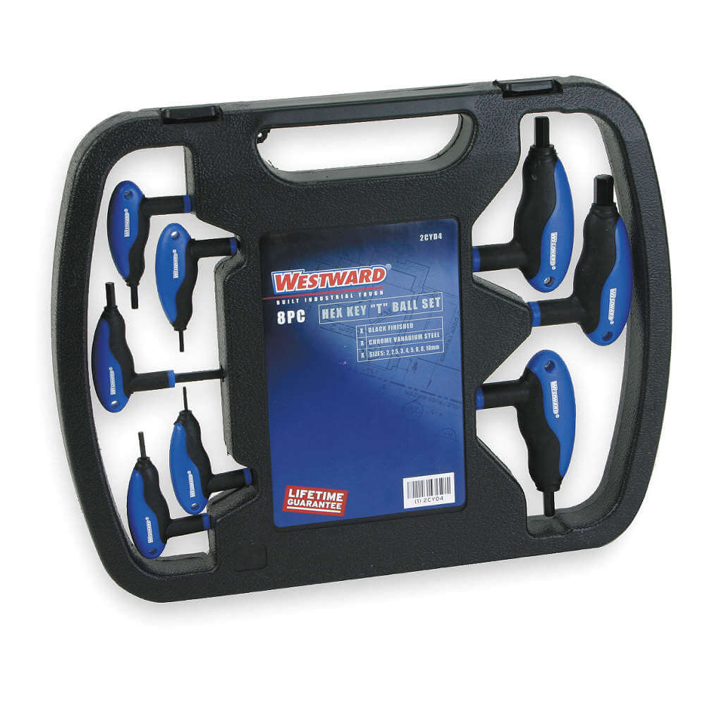 WESTWARD 2CYD4 Ball End Hex Key Set 2 - 10mm T-handle | AB9GBK
