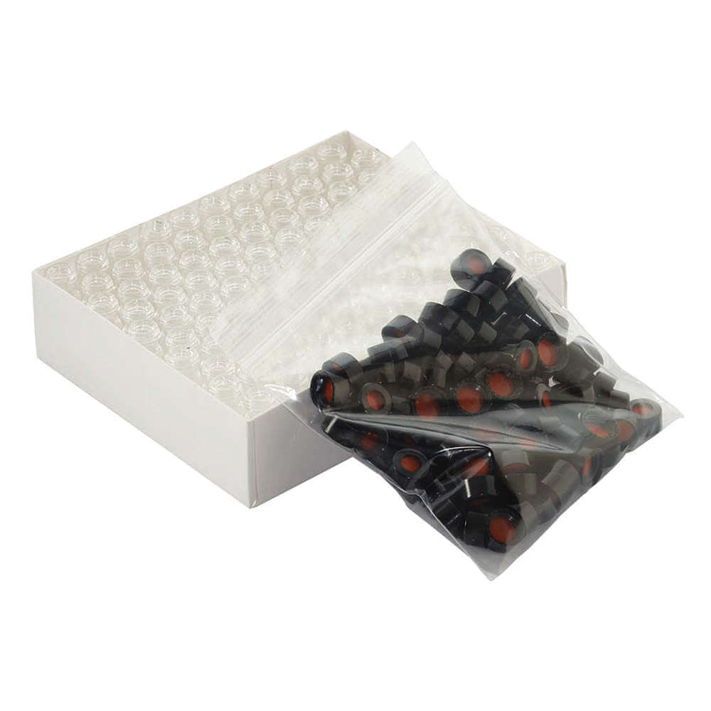 WHEATON W225326-0201 Autosampler Vial Black Cap Pk 100 | AF7XVF 23MV90