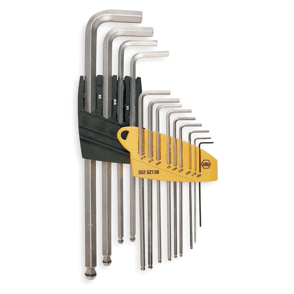 WIHA TOOLS 66991 Ball End Hex Key Set 0.050-3/8 Inch L-shaped | AF2WKQ 6YH25