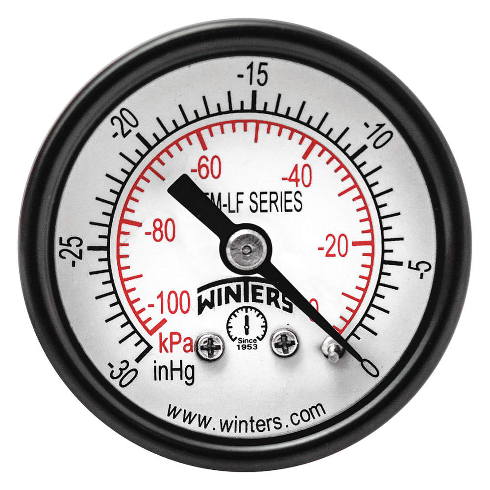 WINTERS INSTRUMENTS PEM1397LF Gauge Pressure 1-1/2 Inch 30 inch Hg Vac to 0 | AH7HFX 36TV60
