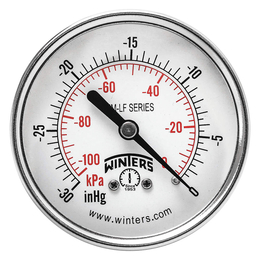 WINTERS INSTRUMENTS PEM1431LF Gauge Pressure 2-1/2 Inch 30 inch Hg Vac to 0 | AH7HGY 36TV84