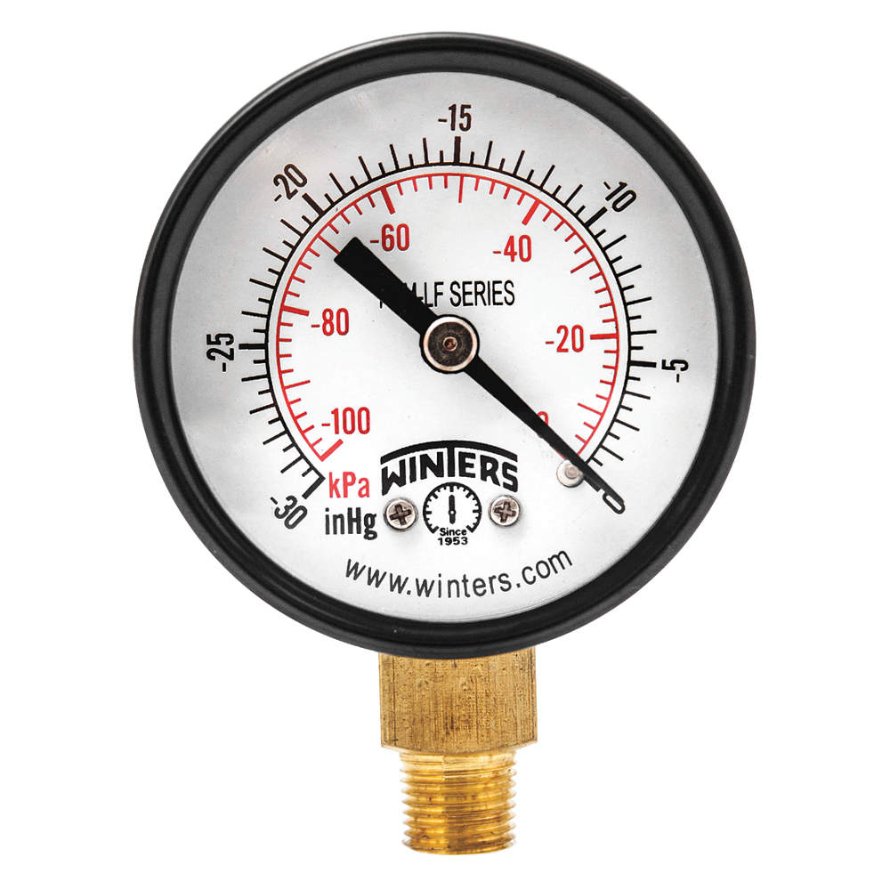 WINTERS INSTRUMENTS PEM195LF Vacuum Gauge 2 Inch 30 inch Hg Vac to 0 | AH7HHG 36TV92