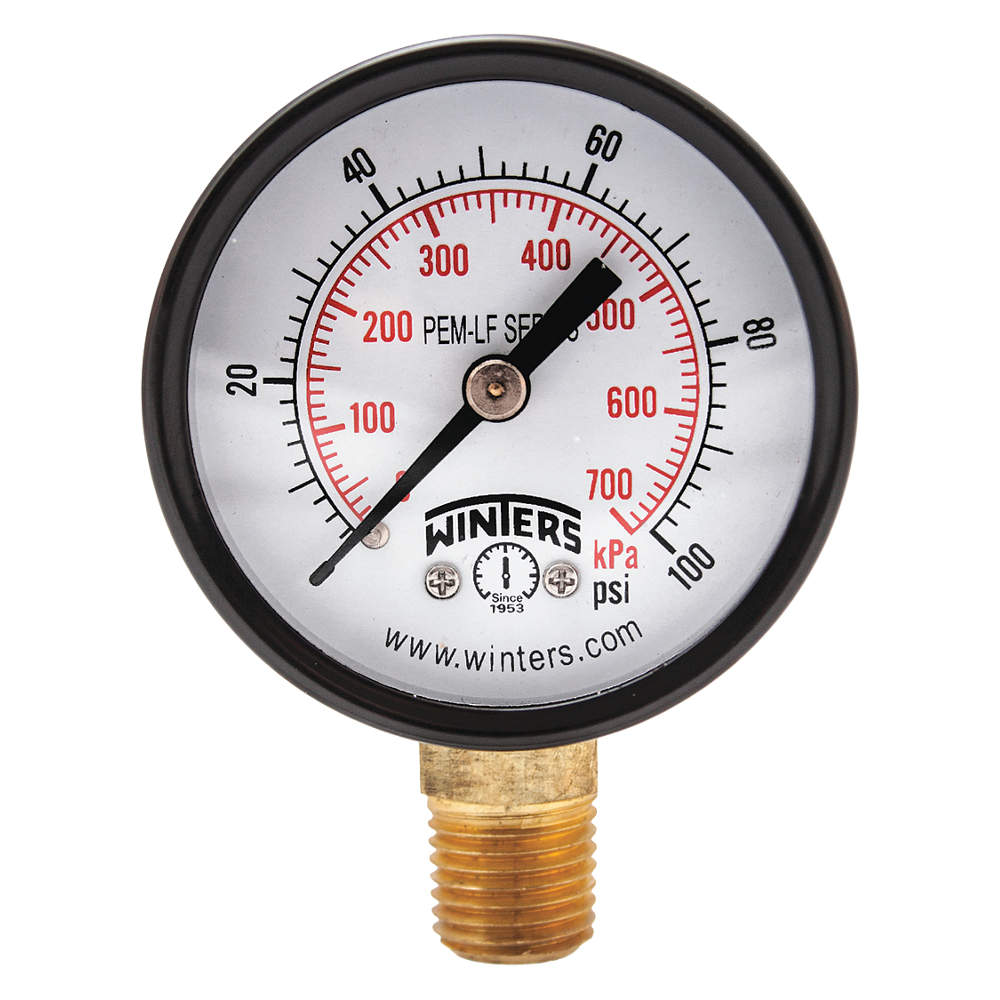 WINTERS INSTRUMENTS PEM202LF Gauge Pressure 0 to 100 psi 2 inch | AG9HGF 20JN22