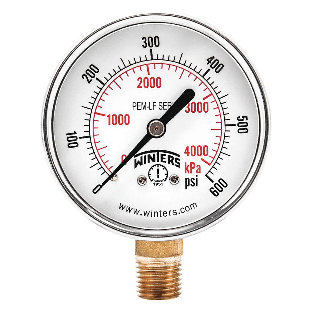 WINTERS INSTRUMENTS PEM204LF Gauge Pressure 0 to 200 psi 2 inch | AG9HGH 20JN24