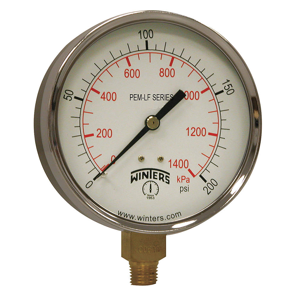 WINTERS INSTRUMENTS PEM220LF Gauge Pressure 30 inch Hg Vac/kPa 4 inch | AG9HGT 20JN33