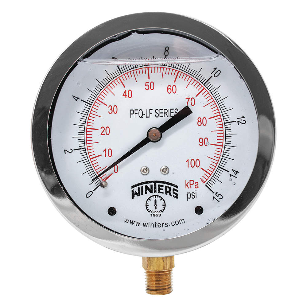 WINTERS INSTRUMENTS PFQ708LF Gauge Pressure 4 inch 0 to 15 psi | AH7HHY 36TW08